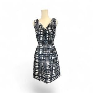 🆕 💙🤍 NWOT MADEWELL Blue & White Brushstroke Plaid “Midnight” Dress | Sz 0